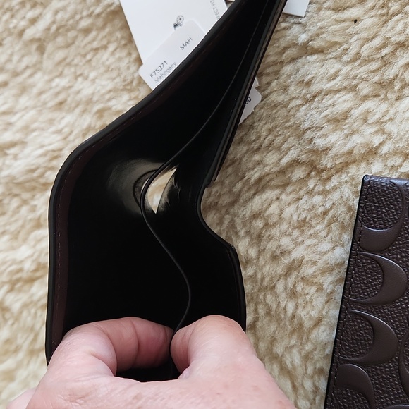 NWT Coach Men's 3-in-1 Compact ID Signature Mahogany Leather Wallet 🤎🎁 - Picture 8 of 16